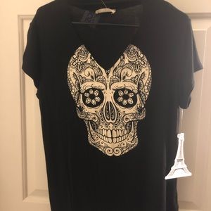 Women’s sugar skull black punk top